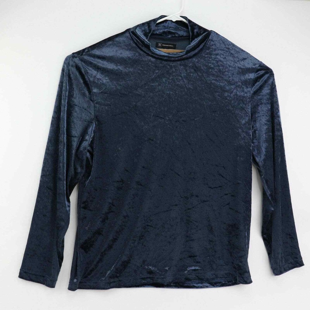 INC Party Sweater Mens XS Navy New Velvet Mock Neck Long Sleeve 100112293